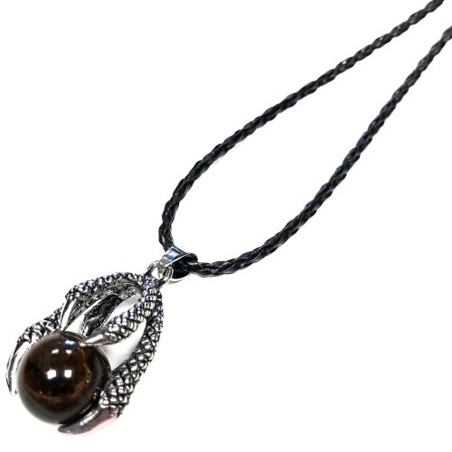 Dragon Claw Gemstone pendant on waxed cord - Tigers Eye